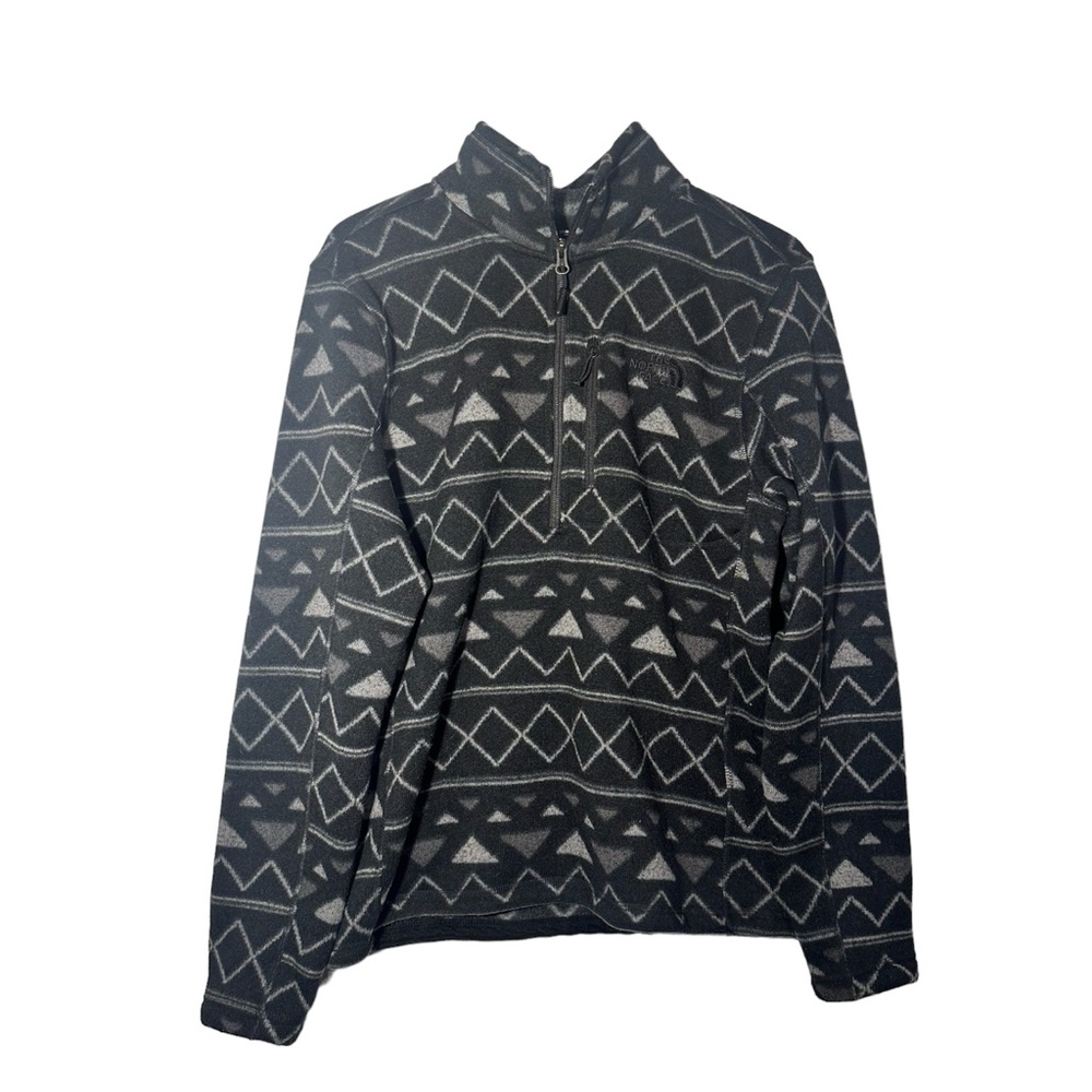 The North Face Men's Gordon Lyons 1/4 Zip Aztec Print Gray Black Fleece Small